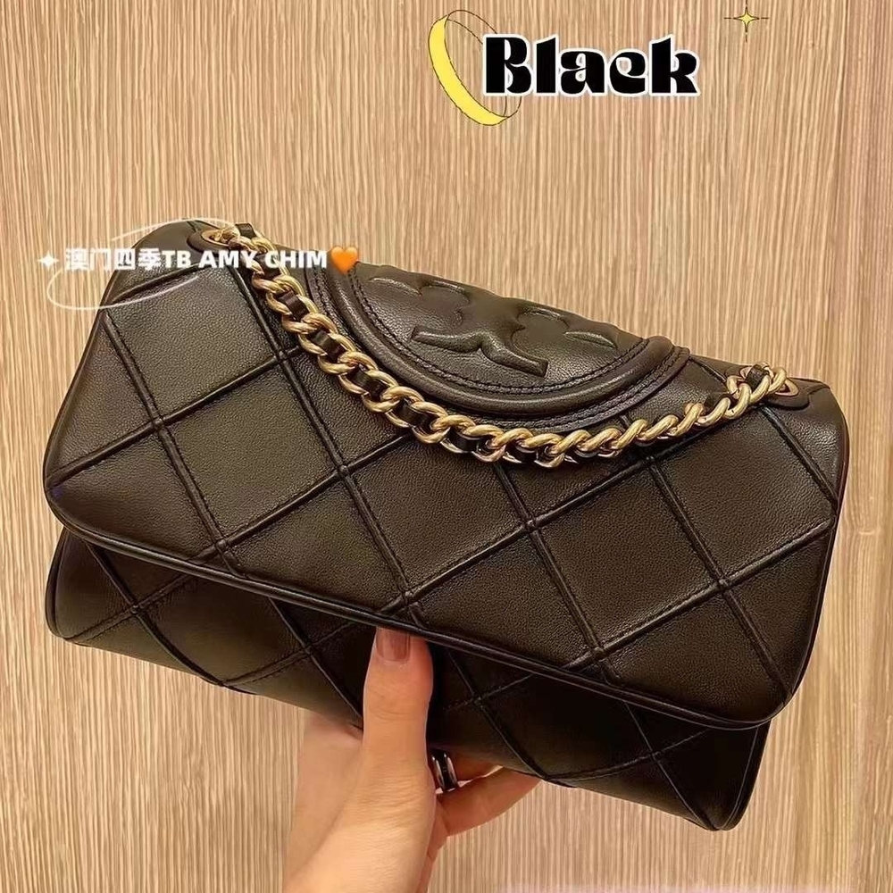 Tory Burch Fleming Small Black Quilted Shoulder Bag